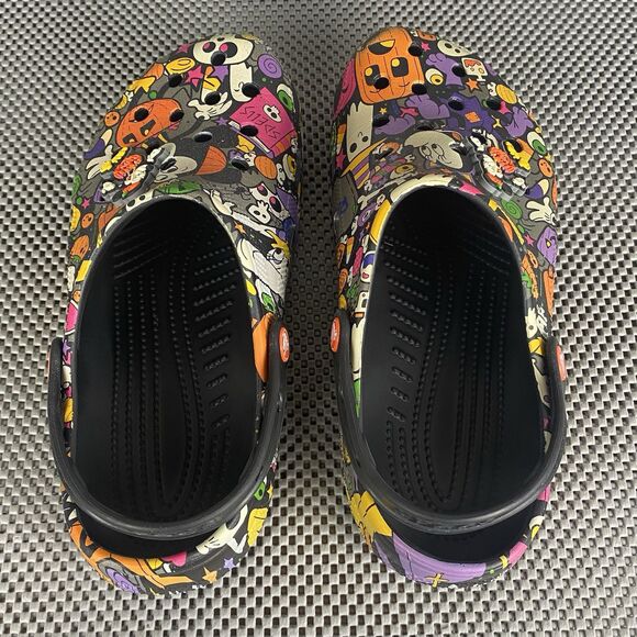 Disney Mickey Halloween Print Adult Clogs Mens 9 Womens Black Slip On Shoes - Picture 8 of 10